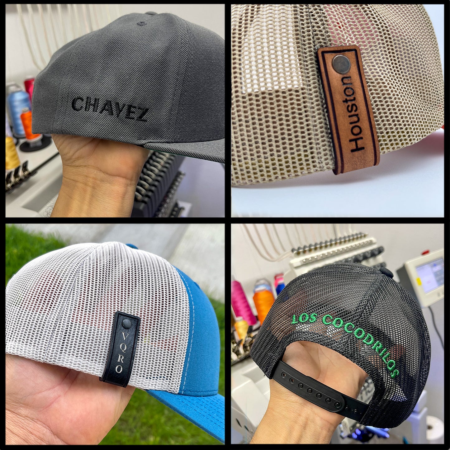 Custom Leather Patches Cheap Custom Apparel Light Heather Grey Retro Trucker Mesh Cap Yupoong Richardson112 Embroidery