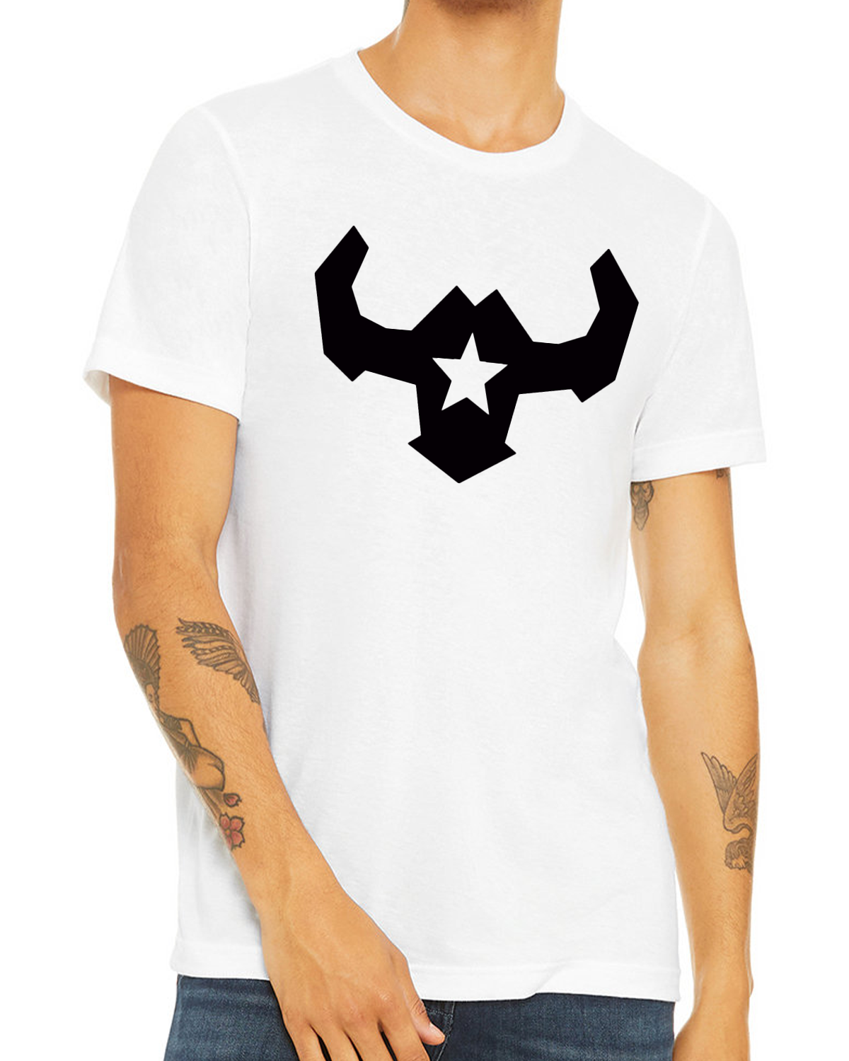 Affordable Custom Apparel Original White VQRO Bull Chest Emblem T-Shirt