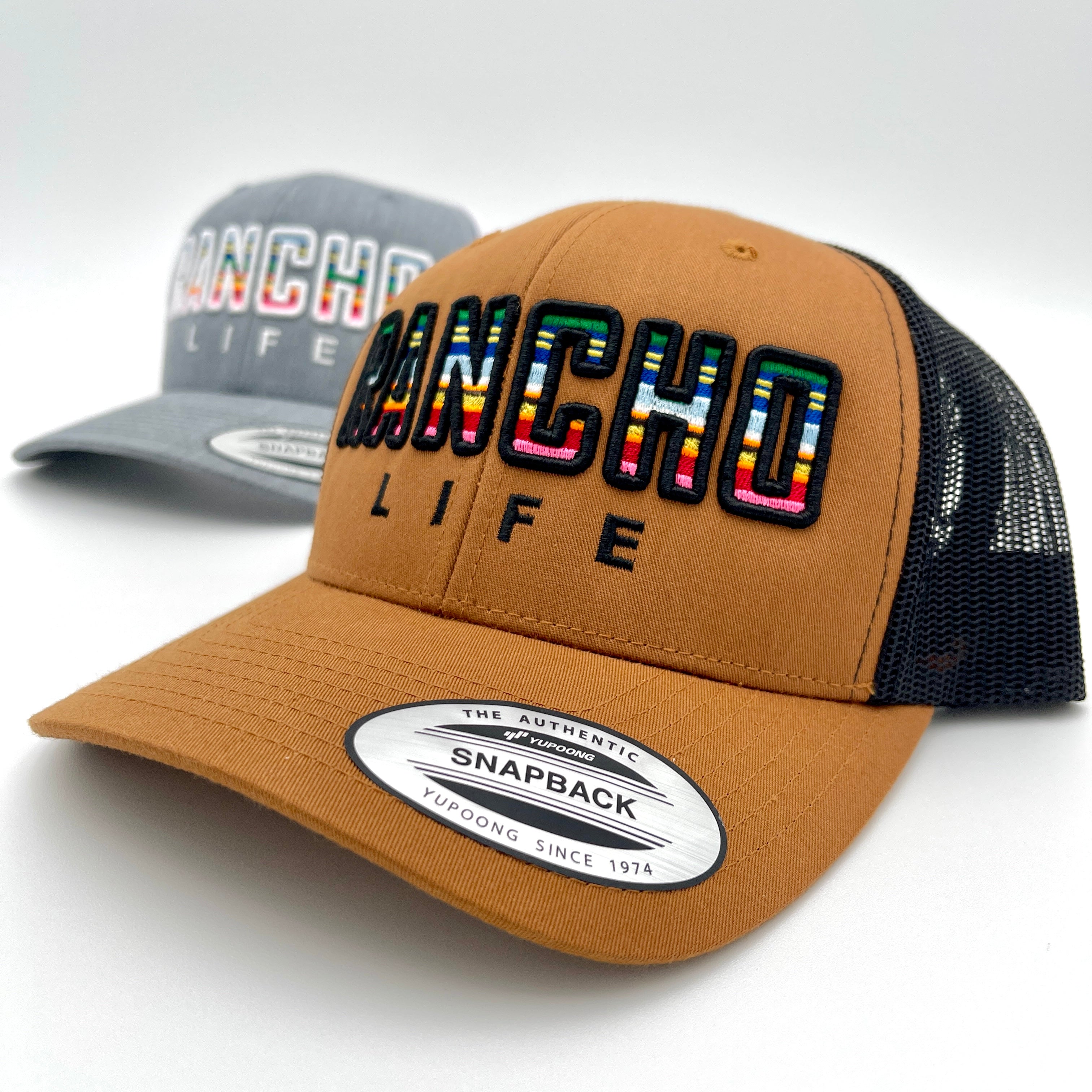 Affordable Custom Apparel Camel Black Hat Flexfit Yupoong Cap Richardson112 Rancho Life Hat