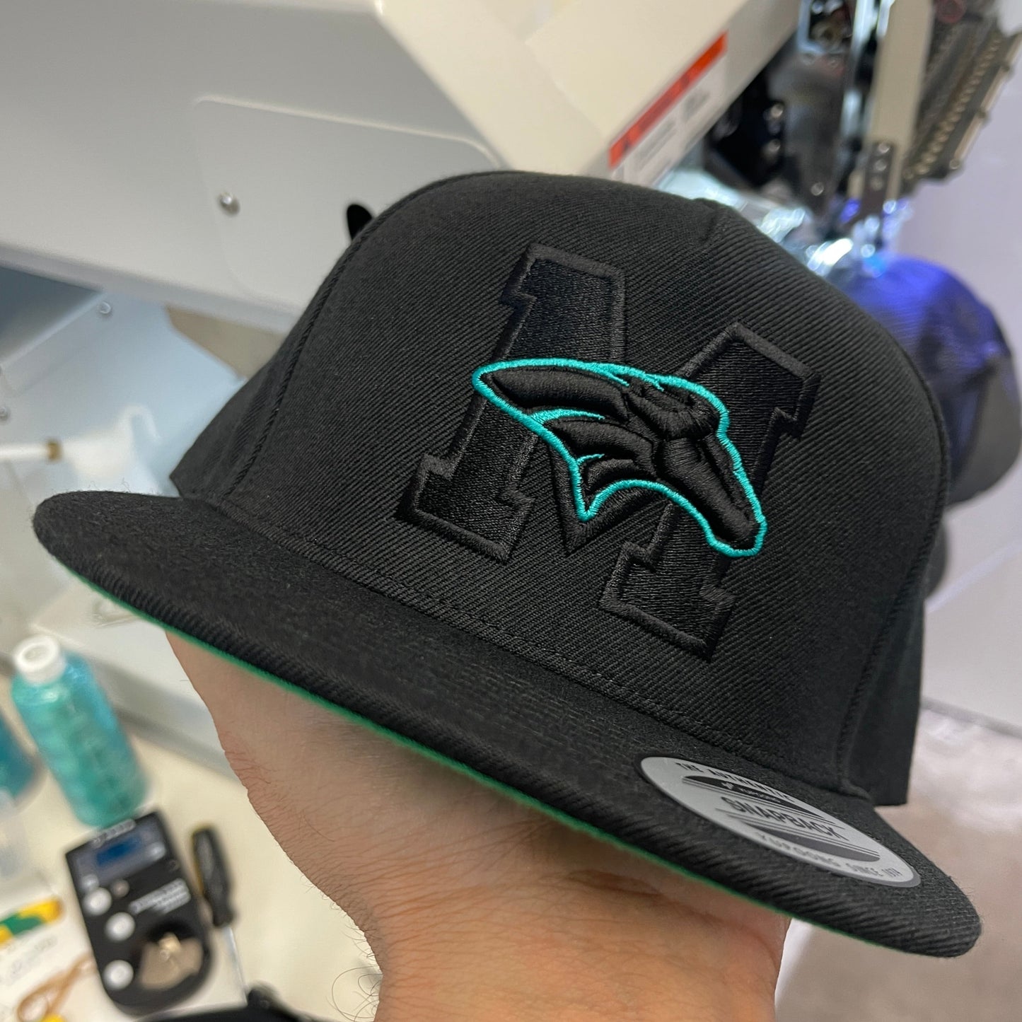 All Black Pasadena Memorial High School Mavericks Snapback Flat Bill Cap
