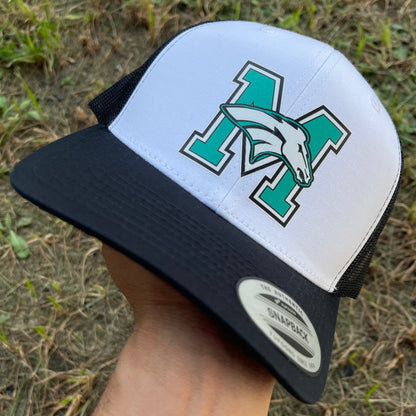 Pasadena Memorial High School Full Color Mavericks Hat Black and White