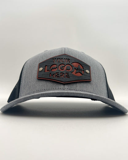 Affordable Cheap Custom Leather Patches Affordable Custom Hats Custom Leather Patch Hat with Your Logo Real Wood Retro Trucker Mesh Cap Flexfit Richardson