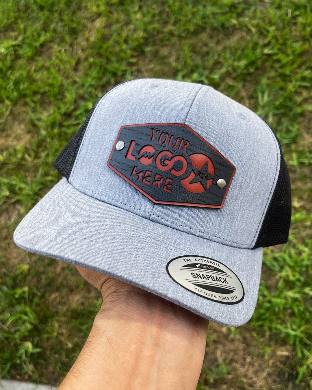 Custom Leather and Wood Patches Engraved With Your Logo Hats - Affordable  Custom Hats & Caps – Affordable Custom Hats®