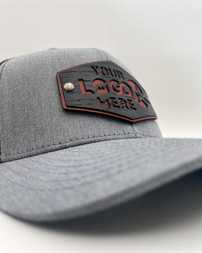 Cheap Custom Leather Patches Affordable Custom Hats Custom Leather Patch Hat with Your Logo Real Wood Retro Trucker Mesh Cap Flexfit Richardson