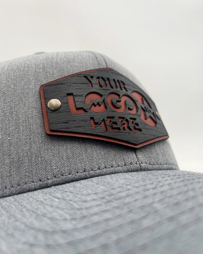 Personalized Cheap Custom Leather Patches Affordable Custom Hats Custom Leather Patch Hat with Your Logo Real Wood Retro Trucker Mesh Cap Flexfit Richardson
