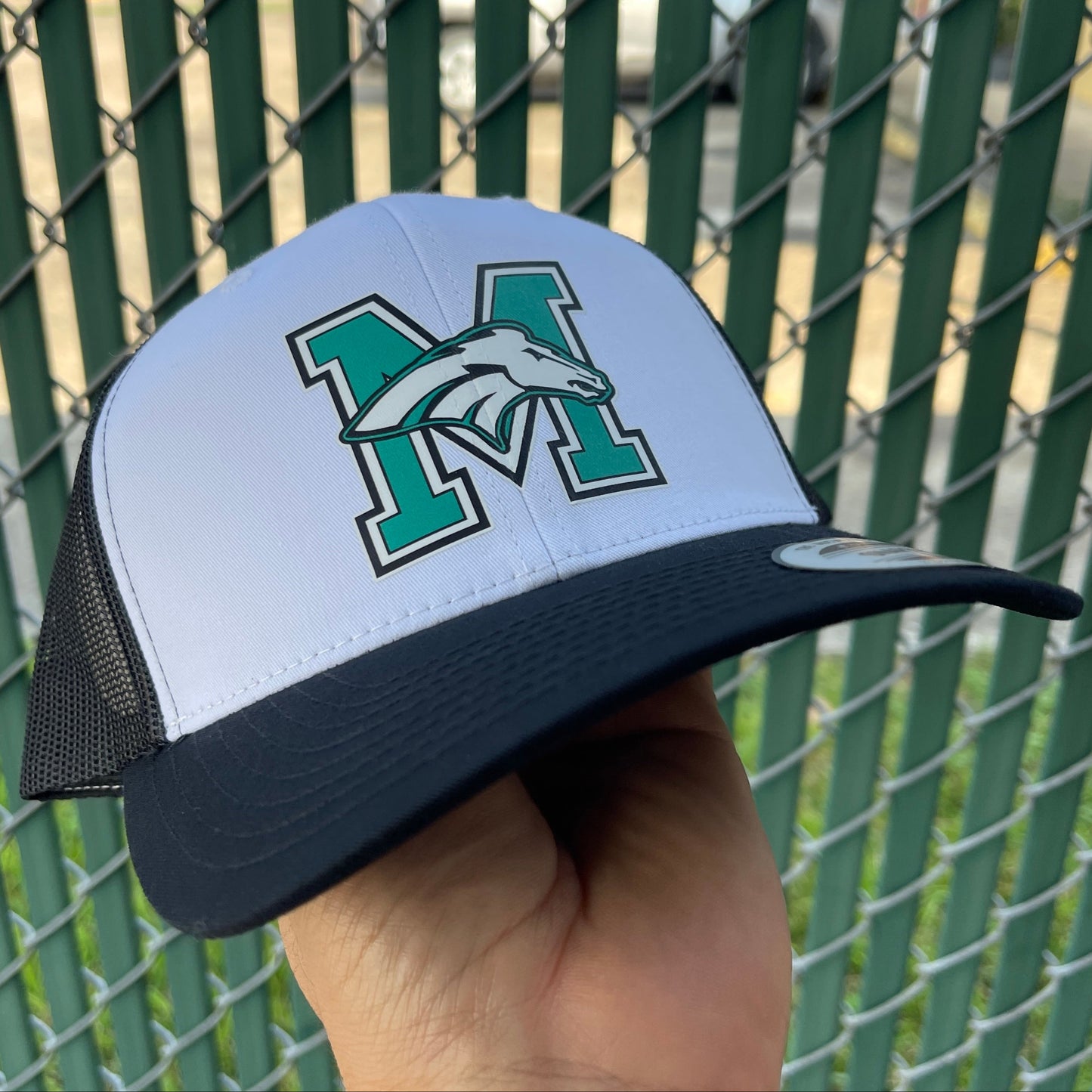 Black and White Pasadena Memorial High School Mavericks Trucker Mesh Hat