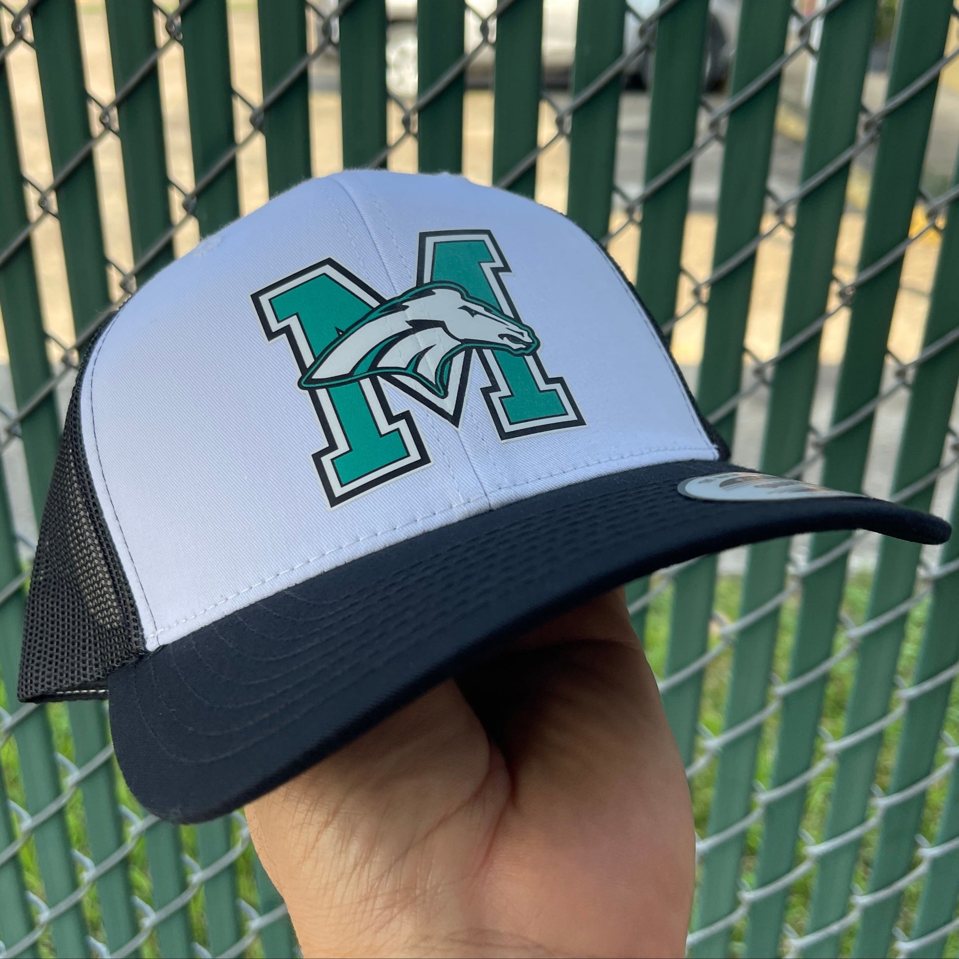 Black and White Pasadena Memorial High School Mavericks Trucker Mesh Hat
