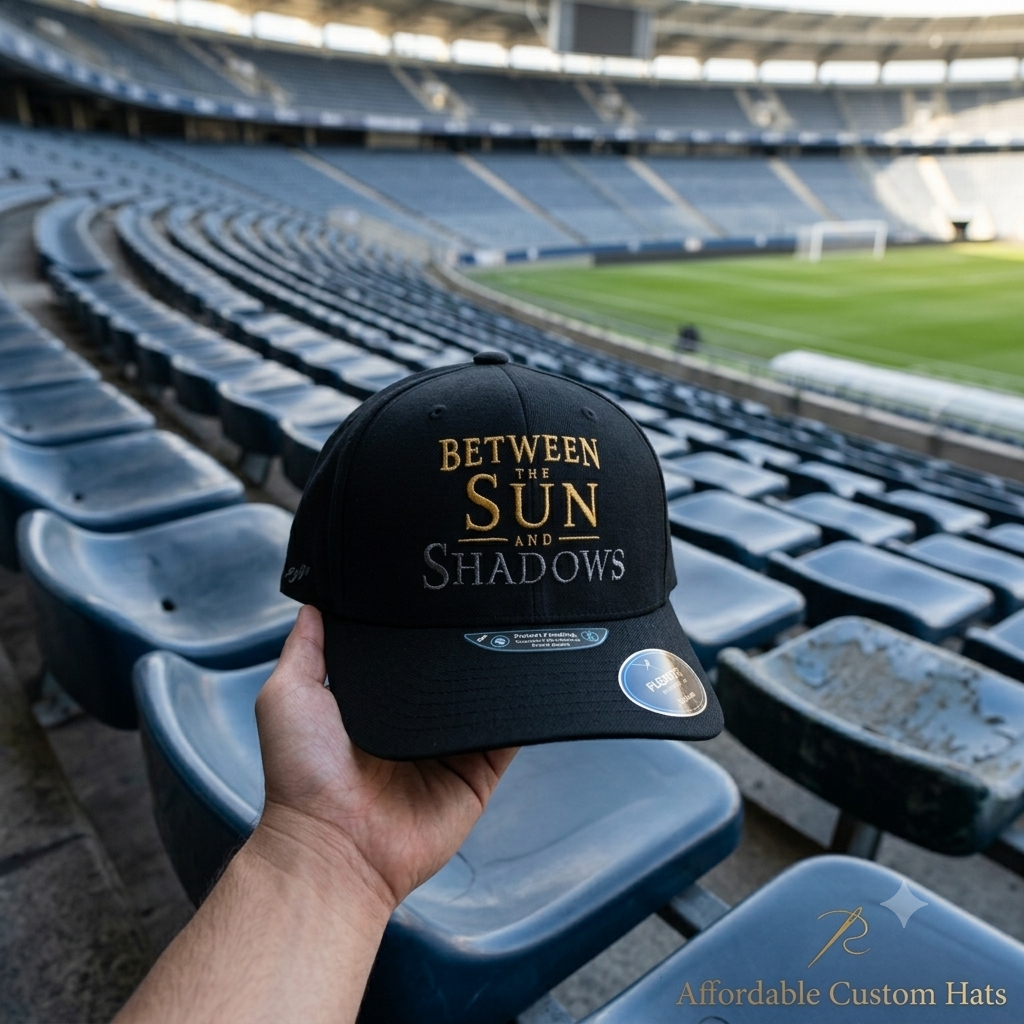 Shop the "Between The Sun And Shadows" custom cap at Affordable Custom Hats