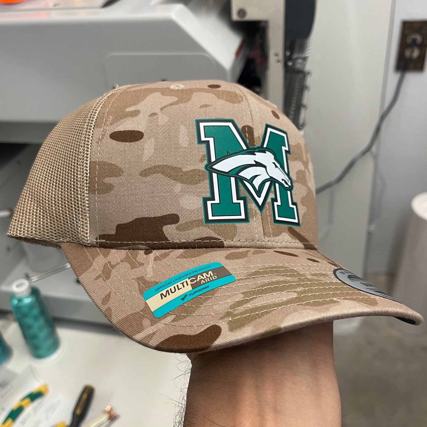 Pasadena Memorial High School Mavericks Arid Camo Trucker Mesh Cap Marching Band Football Team