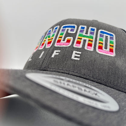 RANCHO LIFE Zarape - Dark Heather Grey Multi-Color Retro Trucker Mesh Cap Affordable Custom Apparel