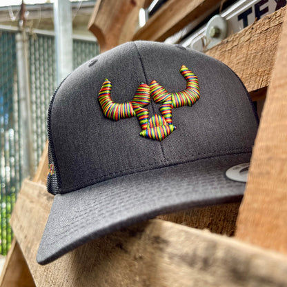 Cheap Custom Caps Affordable Custom Hats Apparel Dark Heather Grey Retro Multi-Color Snapback Mesh Cap Custom Hats with Your Logo