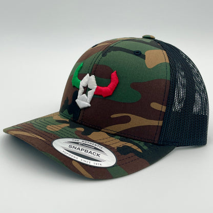 Affordable Custom Apparel Green Camo Yupoong Retro Trucker Mesh Cap