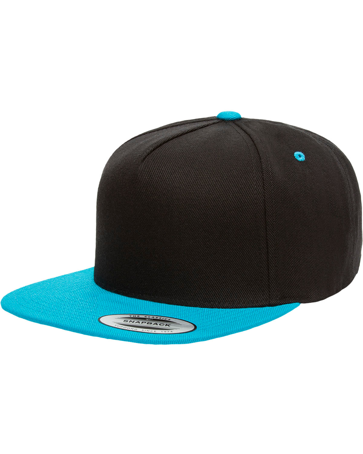 Cheap Affordable Custom Hats Caps Custom Leather and Wood Patches Engraved With Your Logo Hats Black Yupoong Blue and Black